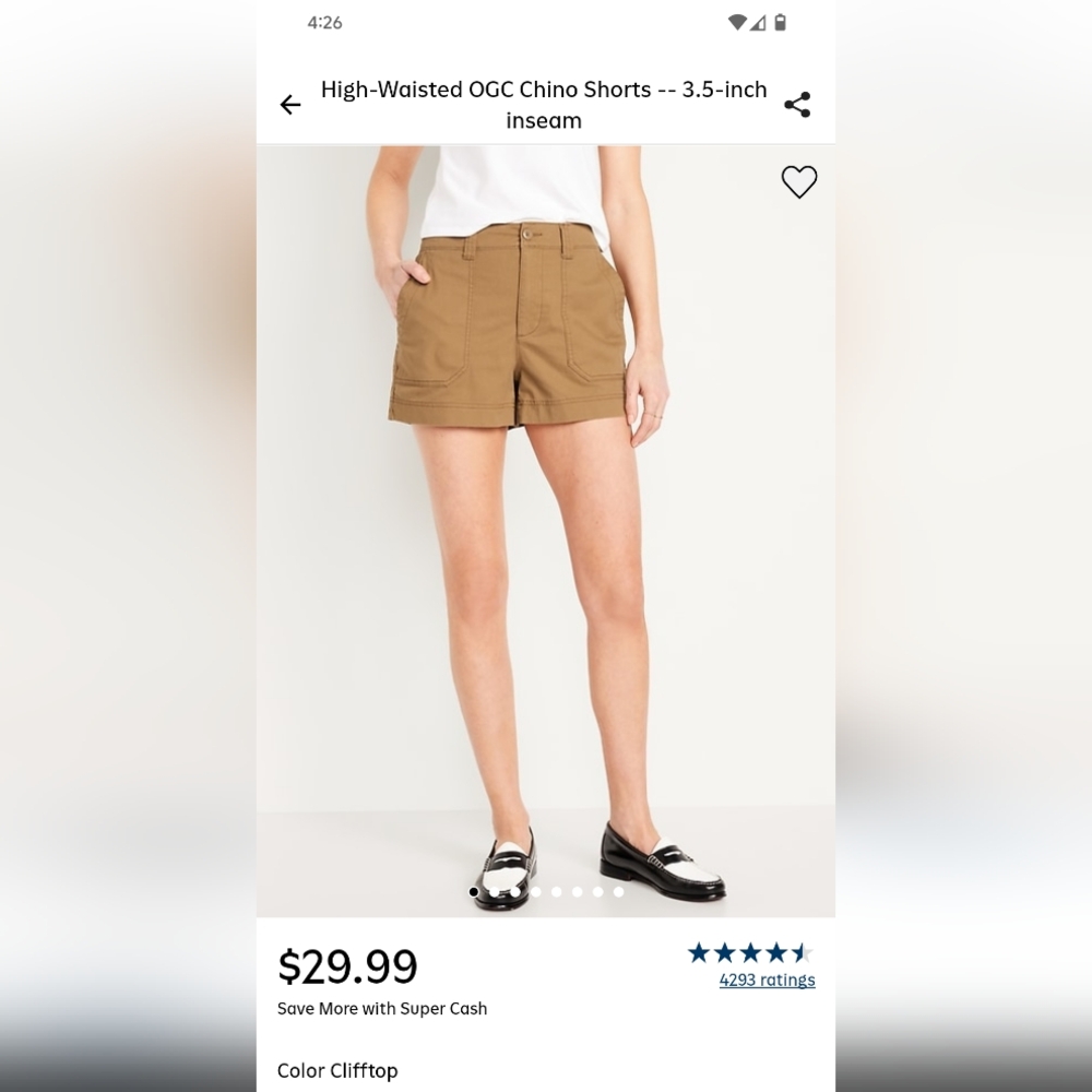 Old Navy High-Waisted OGC Chino Shorts Clifftop Casual Comfy Plus Size XL